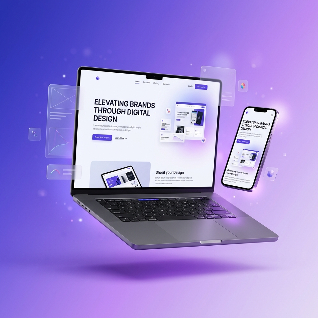 Modern website displayed on laptop and mobile devices